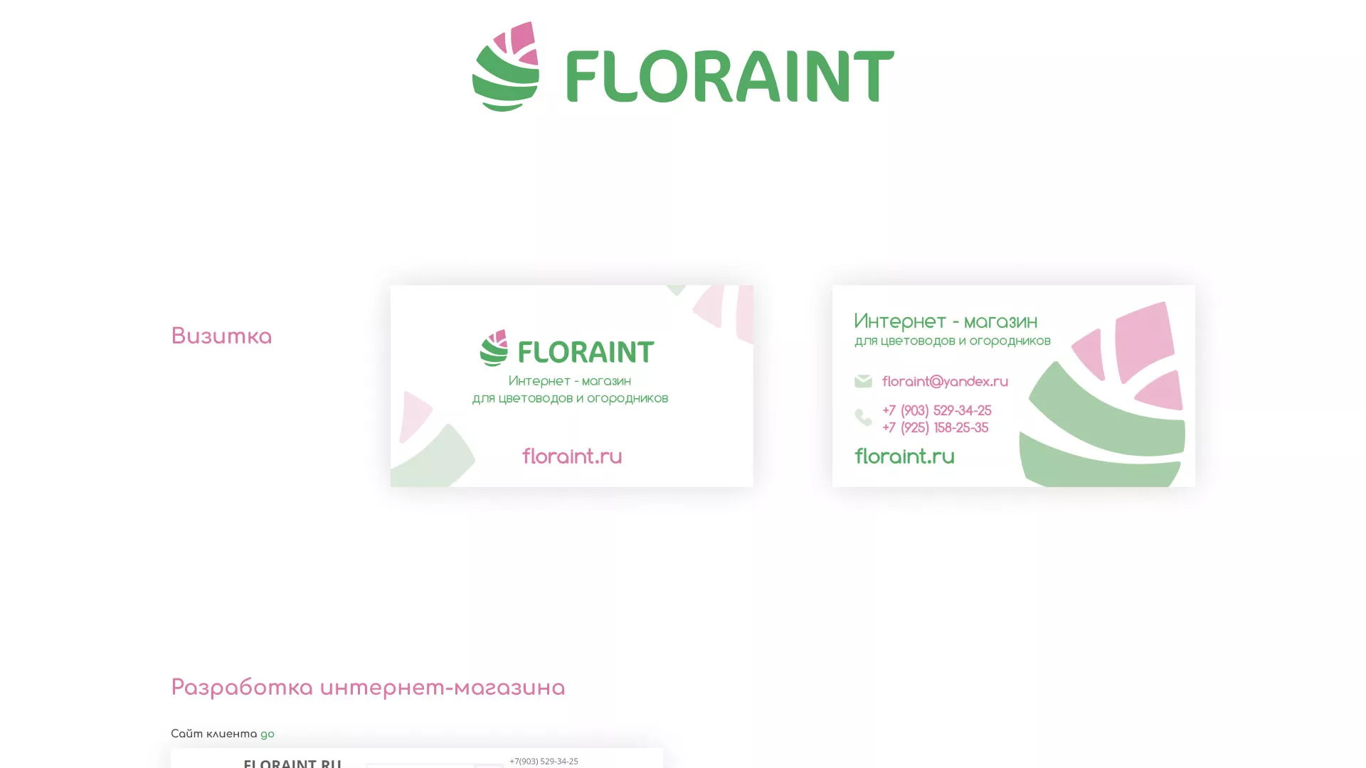Создание логотипа и интернет-магазина «FLORAINT» в Абазе