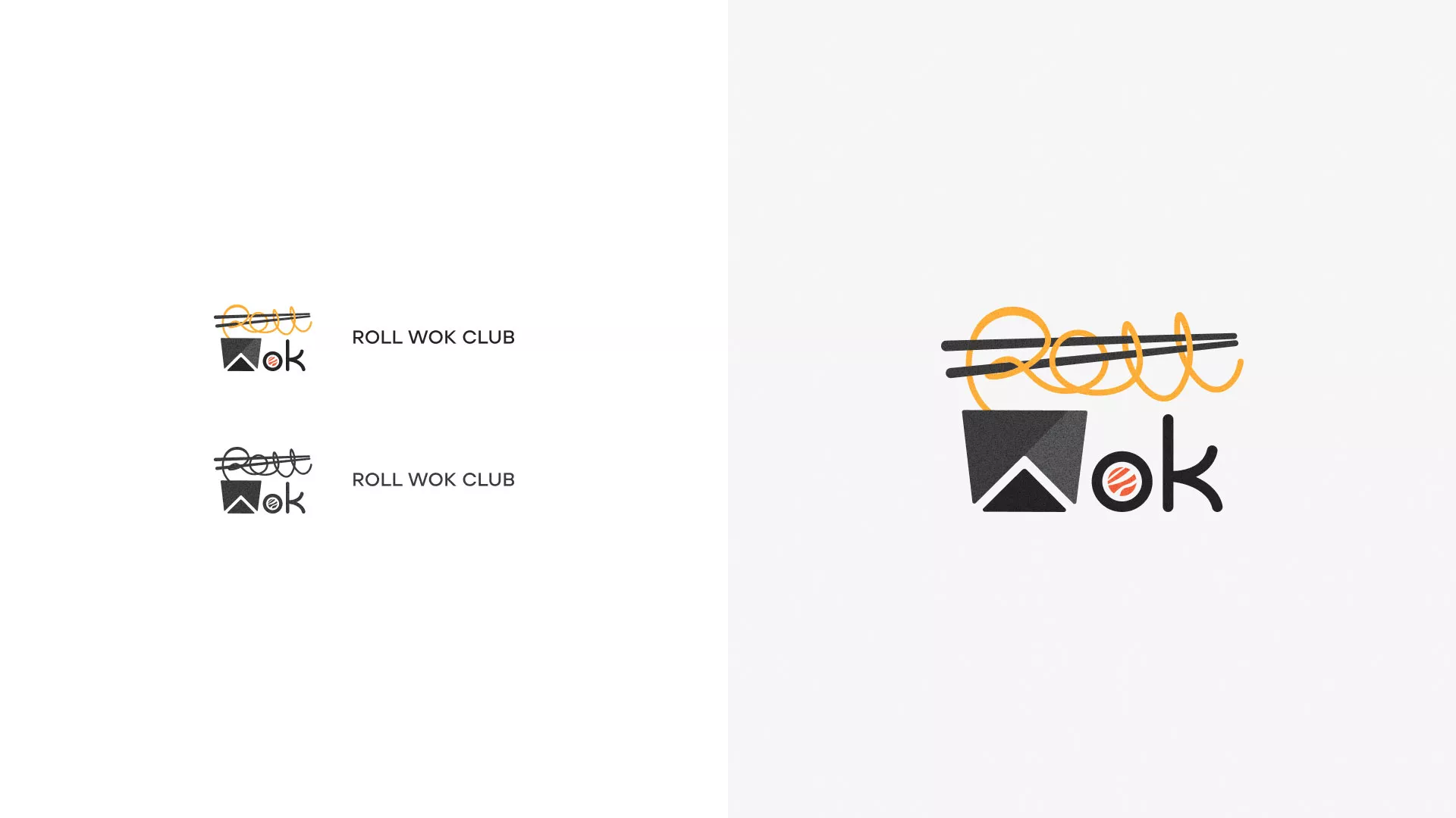 Разработка логотипа суши-бара «Roll Wok Club» в Абазе