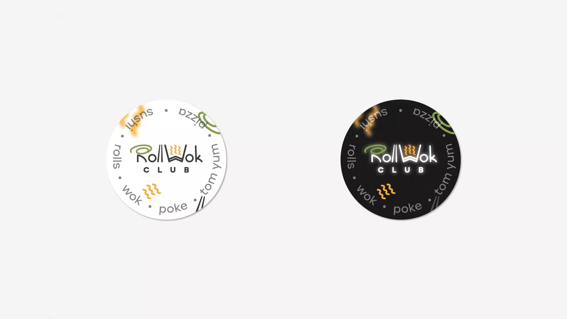 Разработка наклеек для суши-бара «Roll Wok Club» в Абазе