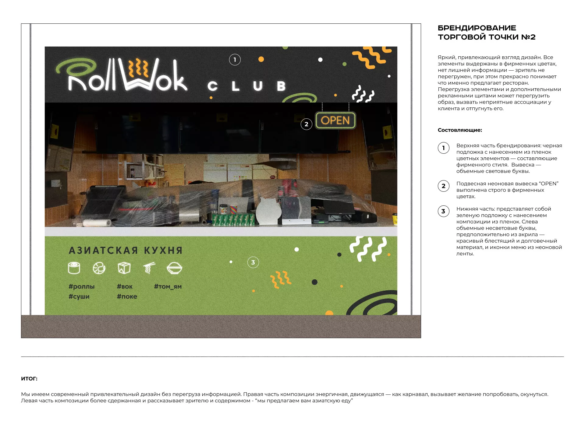 Брендирование торговых точек суши-бара «Roll Wok Club» в Абазе